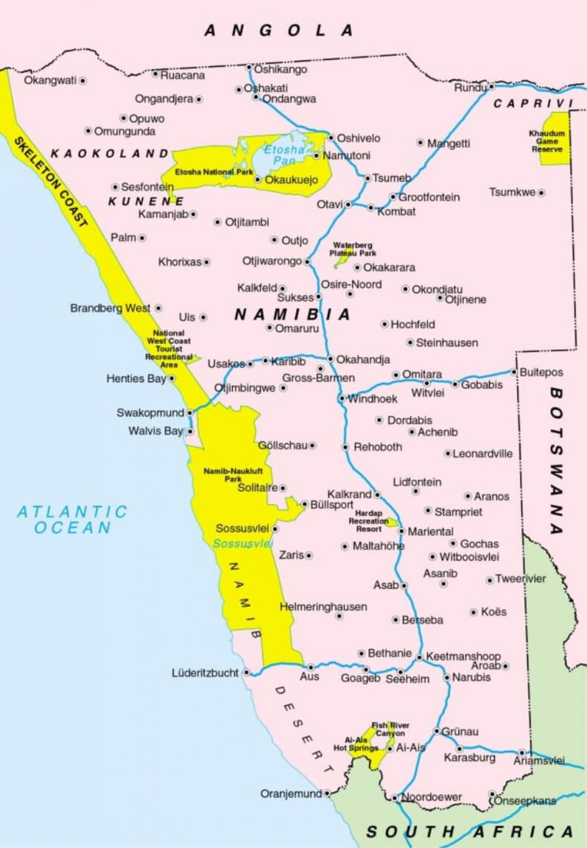 Bản đồ của Namibia đang ở thị trấn