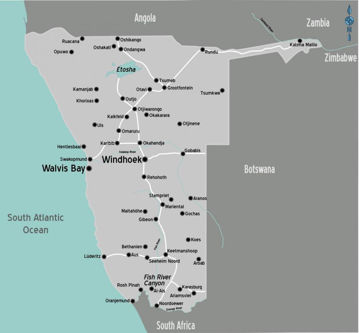 Bản đồ của trạm xăng Namibia