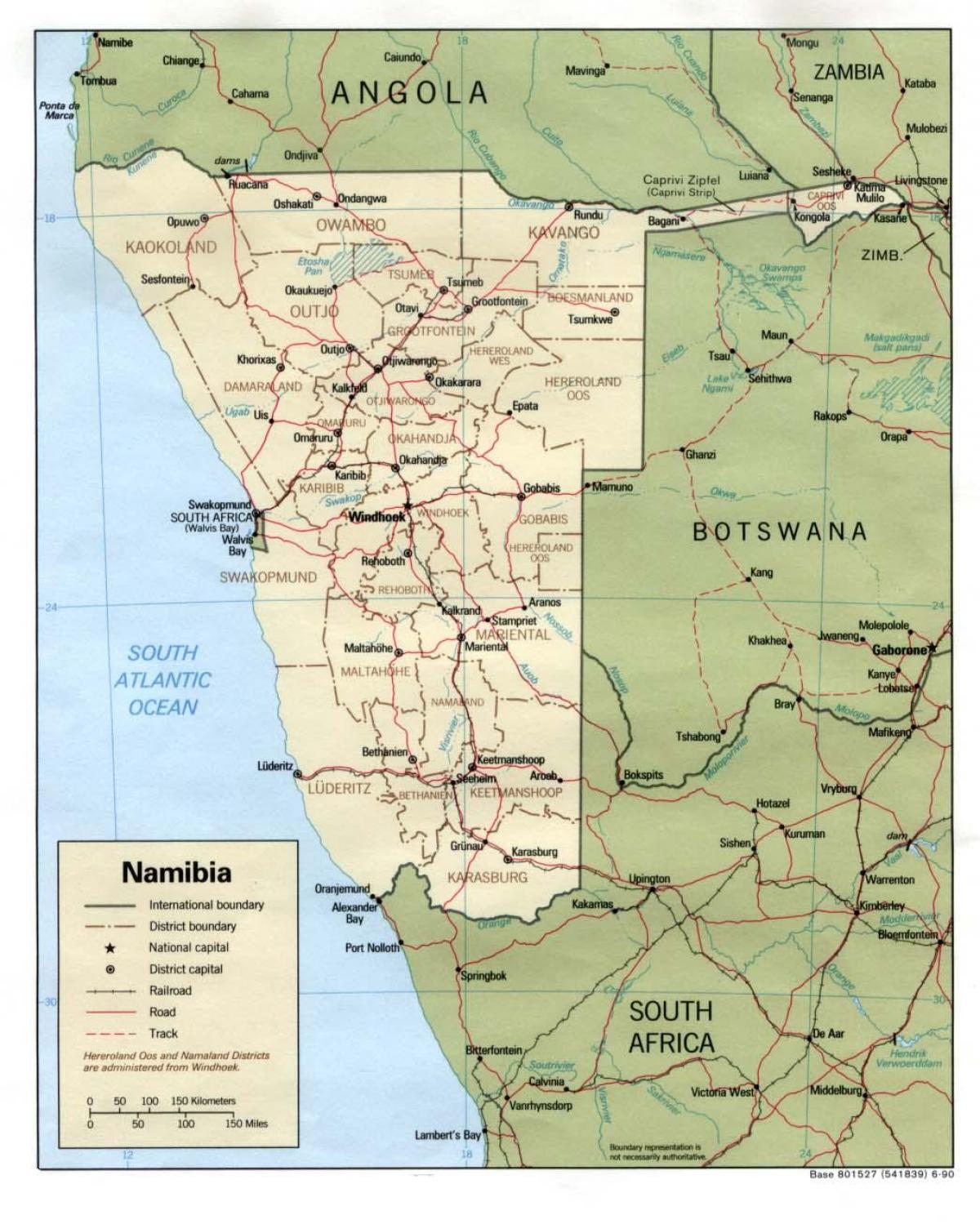 chi tiết và bản đồ của Namibia