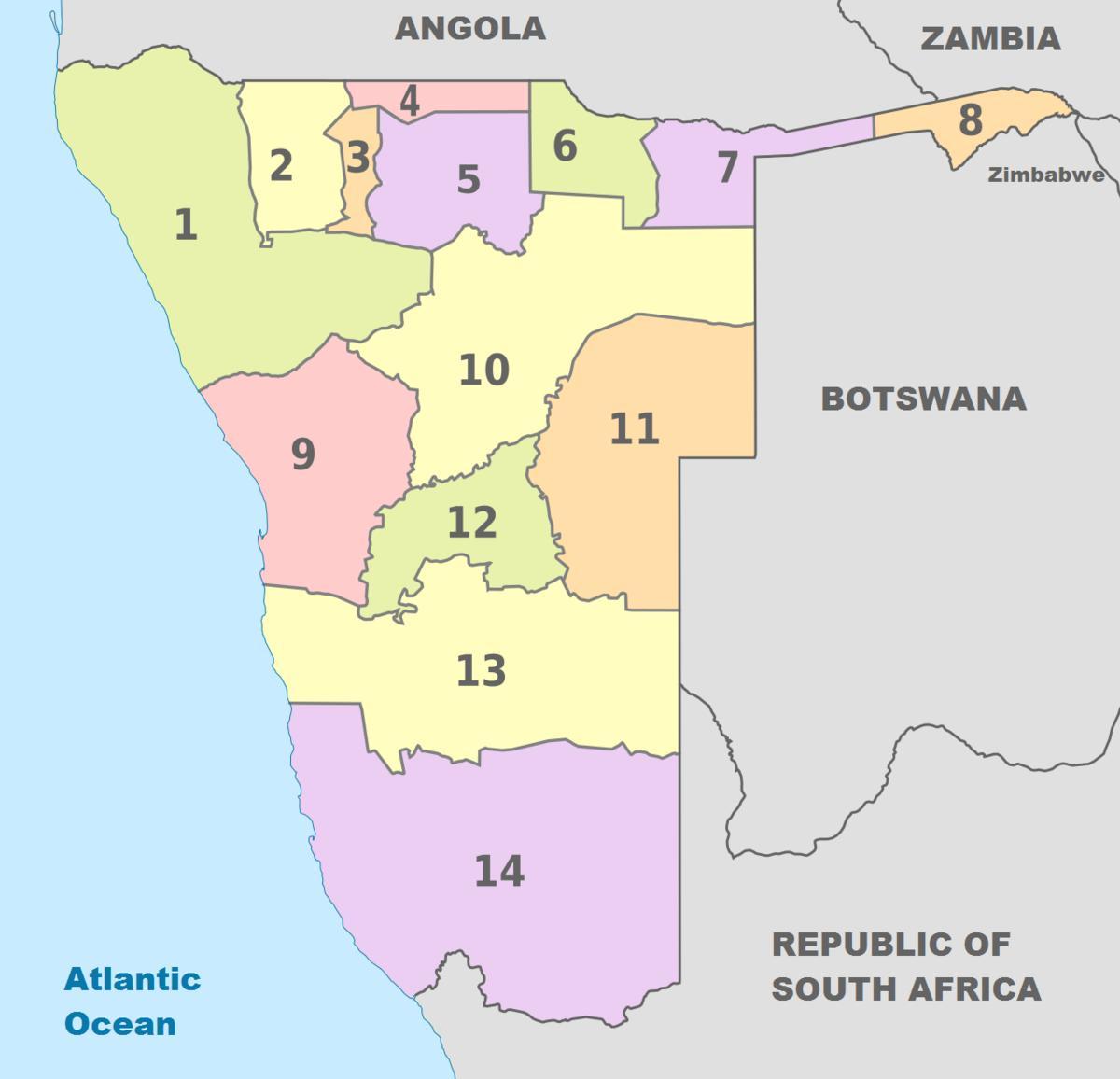 bản đồ chính trị của Namibia