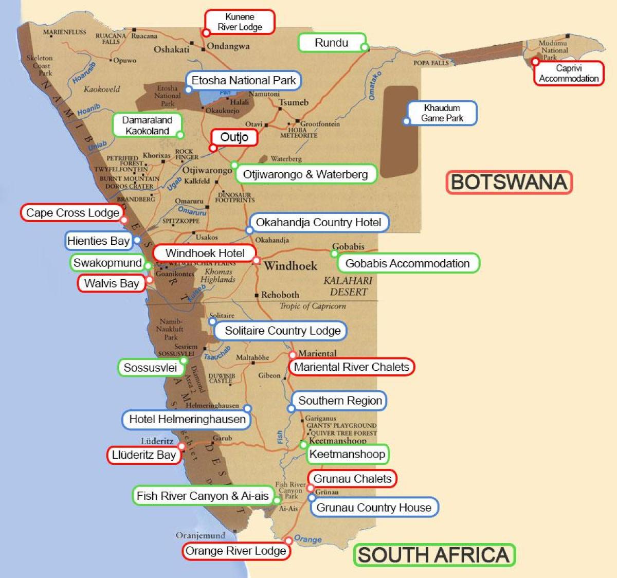 các trang trại Namibia bản đồ