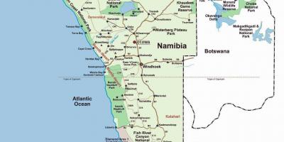 Bộ xương bờ biển Namibia bản đồ